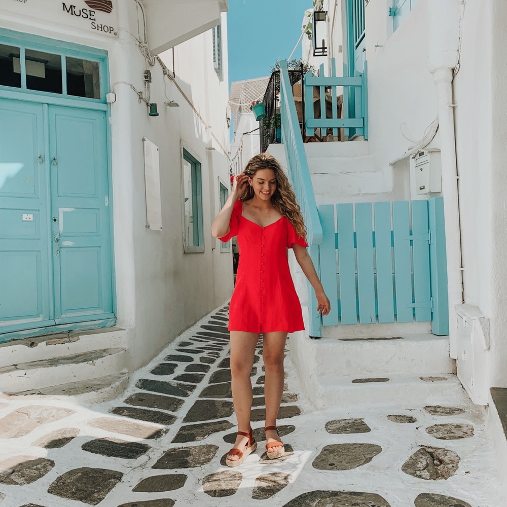 Zara red puff sleeve blogger fav dress